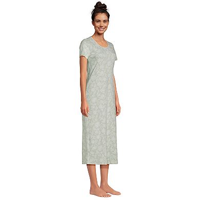 Women's Lands' End Short Sleeve Mid-Calf Length Nightgown