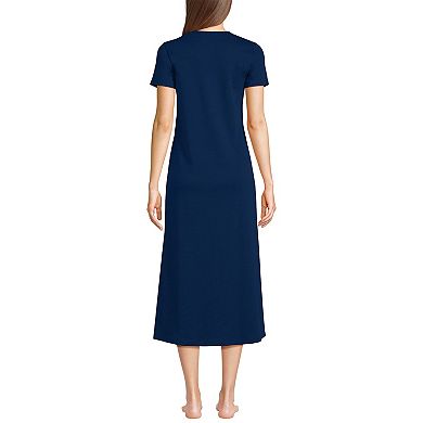 Women's Lands' End Short Sleeve Mid-Calf Length Nightgown