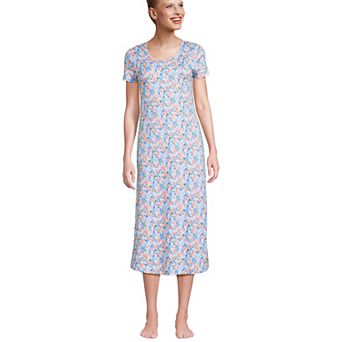 Women's Lands' End Short Sleeve Mid-Calf Length Nightgown