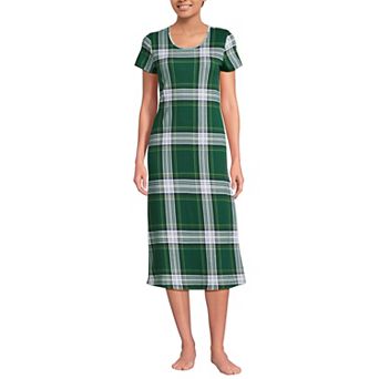 Women's Lands' End Short Sleeve Mid-Calf Length Nightgown