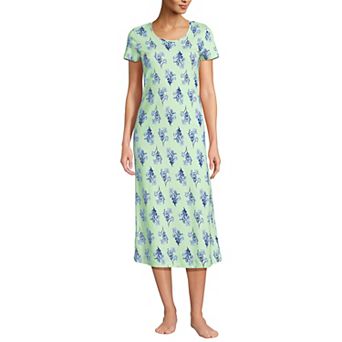 Women's Lands' End Short Sleeve Mid-Calf Length Nightgown