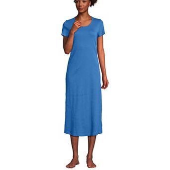 Women's Lands' End Short Sleeve Mid-Calf Length Nightgown