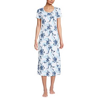 Women's Lands' End Short Sleeve Mid-Calf Length Nightgown