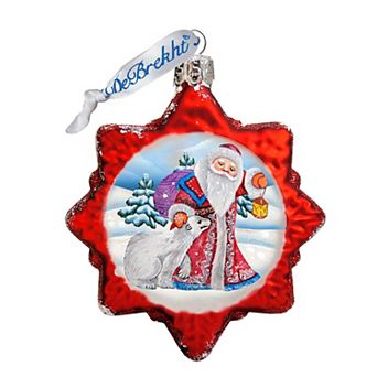 Designocracy Santa With Polar Bear Mercury Glass Christmas Ornament by G. DeBrekht Christmas Decor