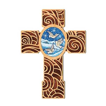 G.Debrekht Wooden Cross of Peace Dove Modern Wooden Cross by Museum Icons Easter Spring Decor - 88292