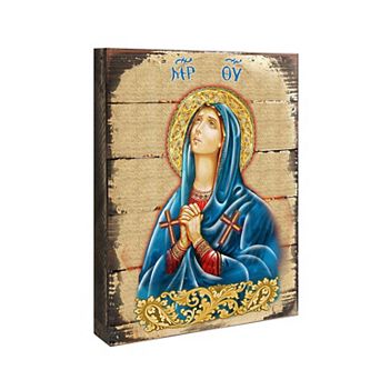 G.Debrekht Maria Magdalena Wooden Gold Plated Religious Christian Sacred Icon Inspirational Icon Décor