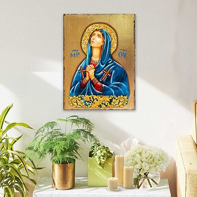 G.Debrekht Maria Magdalena Wooden Gold Plated Religious Christian Sacred Icon Inspirational Icon Décor