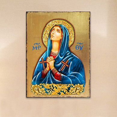 G.Debrekht Maria Magdalena Wooden Gold Plated Religious Christian Sacred Icon Inspirational Icon Décor