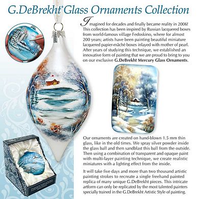 G.Debrekht Winter Cardinals Cross Glass Ornament by D. Gelsinger DecorNativity Holiday Decor - 758-010-DG