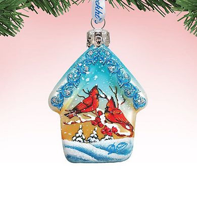 Designocracy Cardinal House Mercury Glass Ornament by G. DeBrekht Wildlife Holiday Decor