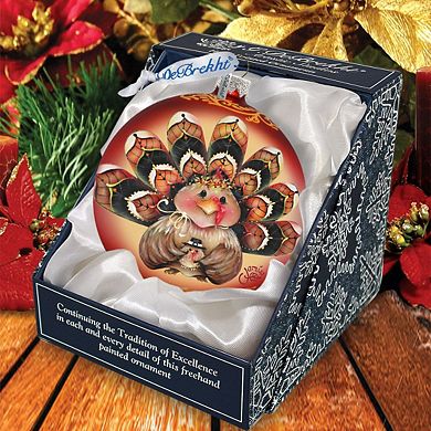 G.Debrekht Be Thankful Turkey Sitter Ball Glass Ornament by J. Mills-Price DecorThanksgiving Halloween Decor - 71210-7702