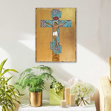 G.Debrekht Of Jesus Christ Wooden Gold Plated Religious Christian Sacred Icon Inspirational Icon Décor