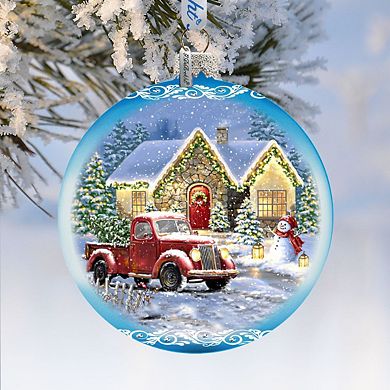 Christmas Cottage Glass Christmas Ornament Limited Edition by D. Gelsinger
