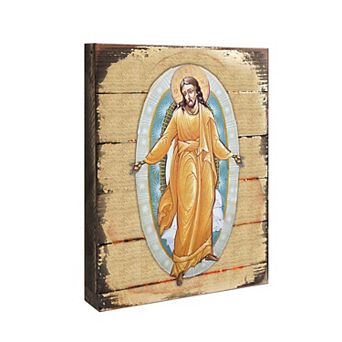 G.Debrekht Resurrection Wooden Gold Plated Religious Christian Sacred Icon Inspirational Icon Décor