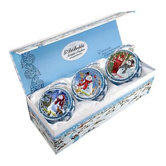 G.Debrekht Happy Snowman Glass Ornament Set of 3 by D. Gelsinger Christmas Decor - 73743-S3-DG