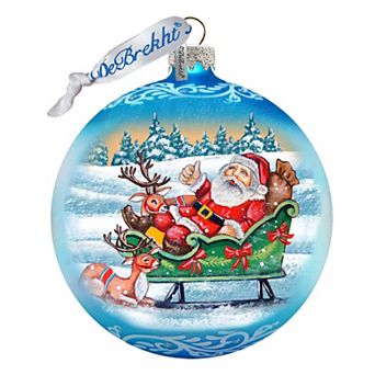 G.Debrekht Reindeers Ride Santa Glass Christmas Ornament by G. DeBrekht Christmas Decor - 73363