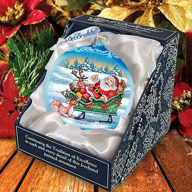 G.Debrekht Reindeers Ride Santa Glass Christmas Ornament by G. DeBrekht Christmas Decor - 73363