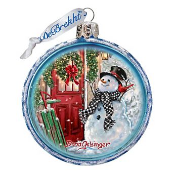 G.Debrekht Happy Snowman Glass Christmas Ornament by D. Gelsinger Christmas Decor - 764-151-DG