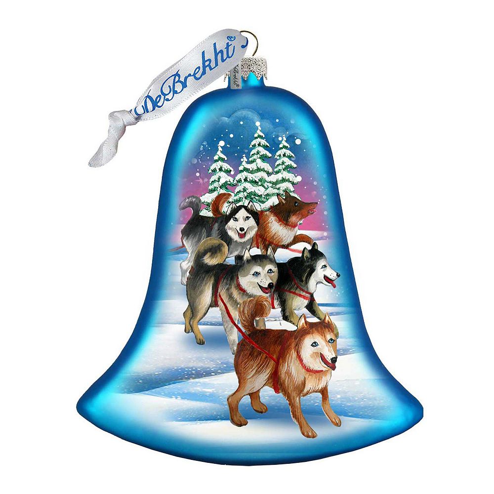 G.debrekht Sledging Dogs Glass Christmas Ornament By G. Debrekht Decor 