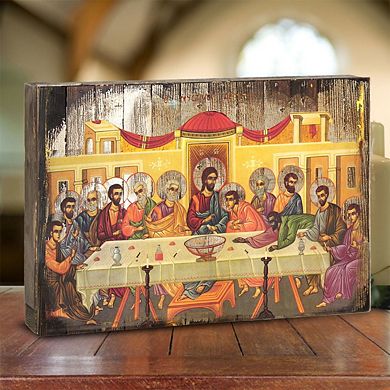G.Debrekht The Last Supper Wooden Gold Plated Religious Christian Sacred Icon Inspirational Icon Décor