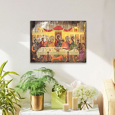 G.Debrekht The Last Supper Wooden Gold Plated Religious Christian Sacred Icon Inspirational Icon Décor