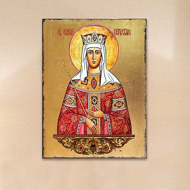 G.Debrekht Saint Elena Wooden Gold Plated Religious Orthodox Sacred Icon Inspirational Icon Décor