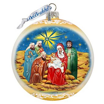 Holy Family and Three Kings Lg Glass Ornament in Gold by G.DeBrekht
