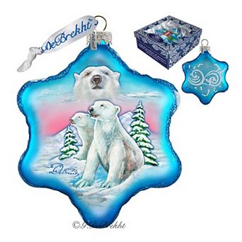 G.Debrekht Polar Bear Snowflake Glass Ornament by G. DeBrekht DecorWildlife Holiday Decor - 754-001