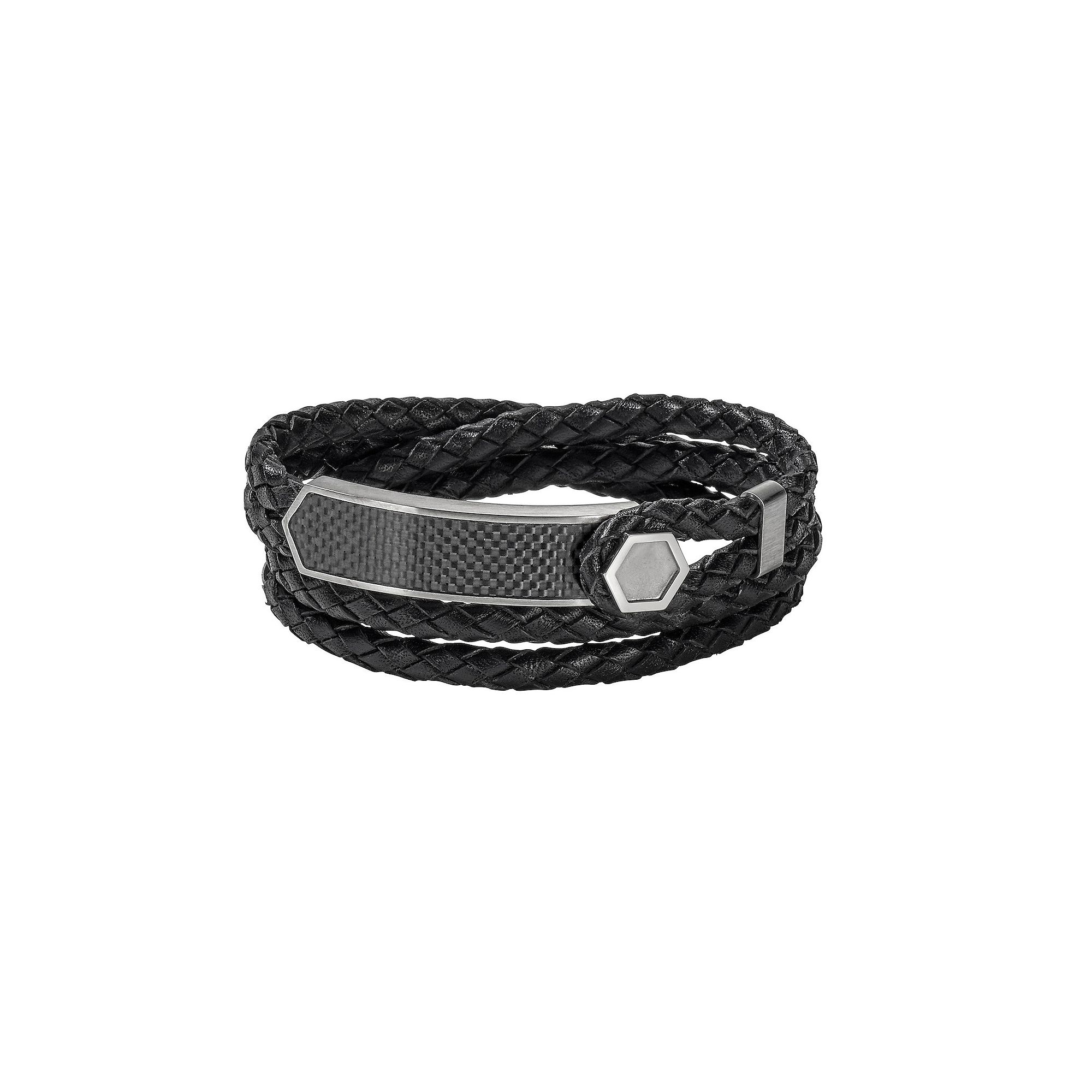 Bulova Mens Precisionist Braided Leather Double Wrap Bracelet, Size: 8,