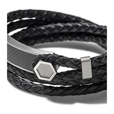 Bulova Men's Precisionist Braided Leather Double Wrap Bracelet