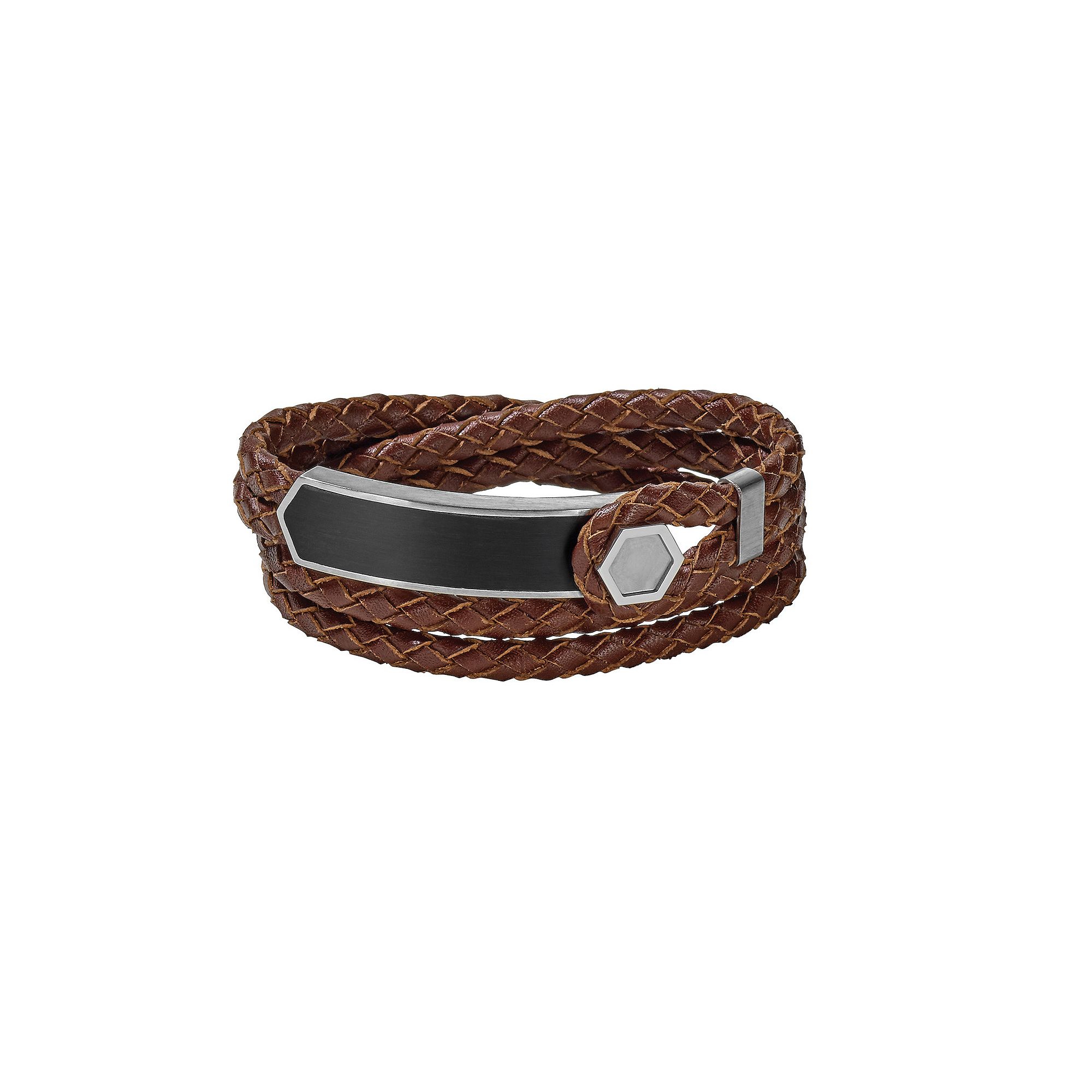 Bulova Mens Precisionist Braided Leather Double Wrap Bracelet, Size: 8,