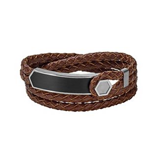 Bulova Men's Precisionist Braided Leather Double Wrap Bracelet