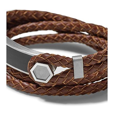 Bulova Men's Precisionist Braided Leather Double Wrap Bracelet