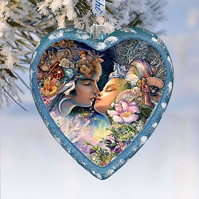 Magic Kiss Heart Glass Ornament Limited Edition by Josephine Wall
