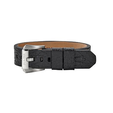 Bulova Men's Precisionist Black Leather Belt-Strap Bracelet