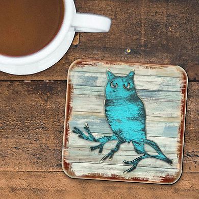 Owl Wooden Cork Coasters Gift Set of 4 by Nature Wonders