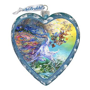 Butterfly Fairy Heart Glass Ornament Limited Edition by Josephine Wall