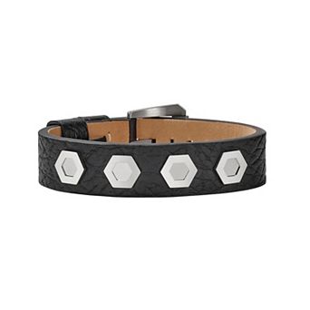 Bulova Men's Precisionist Detail Black Leather Buckle Bracelet