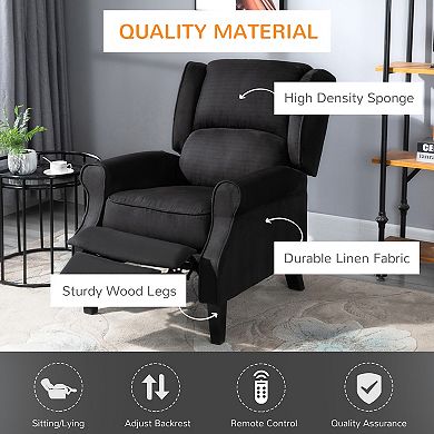 HOMCOM Wingback Heated Vibrating Massage Chair, Accent Sofa Vintage Upholstered Massage Recliner Chair Push-back with Remote Controller, Black