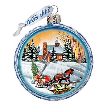 G.Debrekht Winter Sledding Glass Christmas Ornament by G. DeBrekht Decor Christmas Decor - 764-152