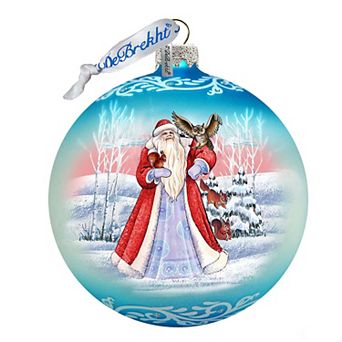 G.Debrekht Santa With Owl Glass Christmas Ornament by G. DeBrekht Christmas Decor - 73314