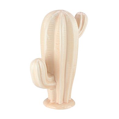 9" Peach Contemporary Textured Stripe Cactus Tabletop Decor