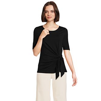 Women's Lands' End Lightweight Jersey Tie Front Top