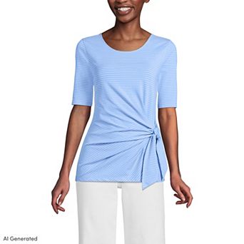Women's Lands' End Lightweight Jersey Tie Front Top