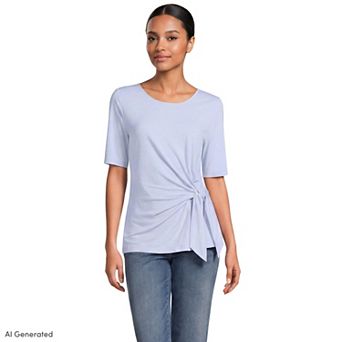 Women's Lands' End Lightweight Jersey Tie Front Top