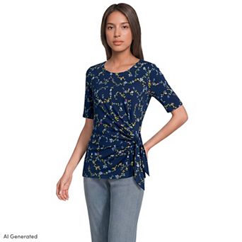 Women's Lands' End Lightweight Jersey Tie Front Top