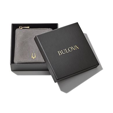 Bulova Men's Stainless Steel & Black Leather Double Wrap Bracelet