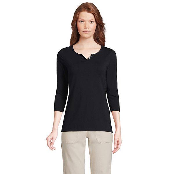Women's Lands' End Lightweight Jersey Henley Top