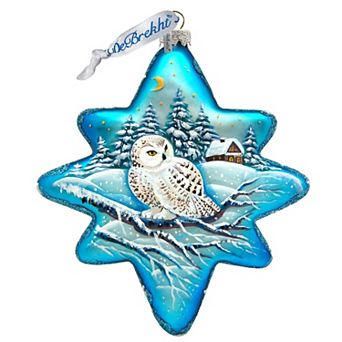 G.Debrekht White Owl North Star Glass Ornament by G. DeBrekht DecorWildlife Holiday Decor - 755-091