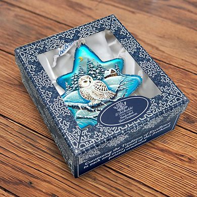 G.Debrekht White Owl North Star Glass Ornament by G. DeBrekht DecorWildlife Holiday Decor - 755-091